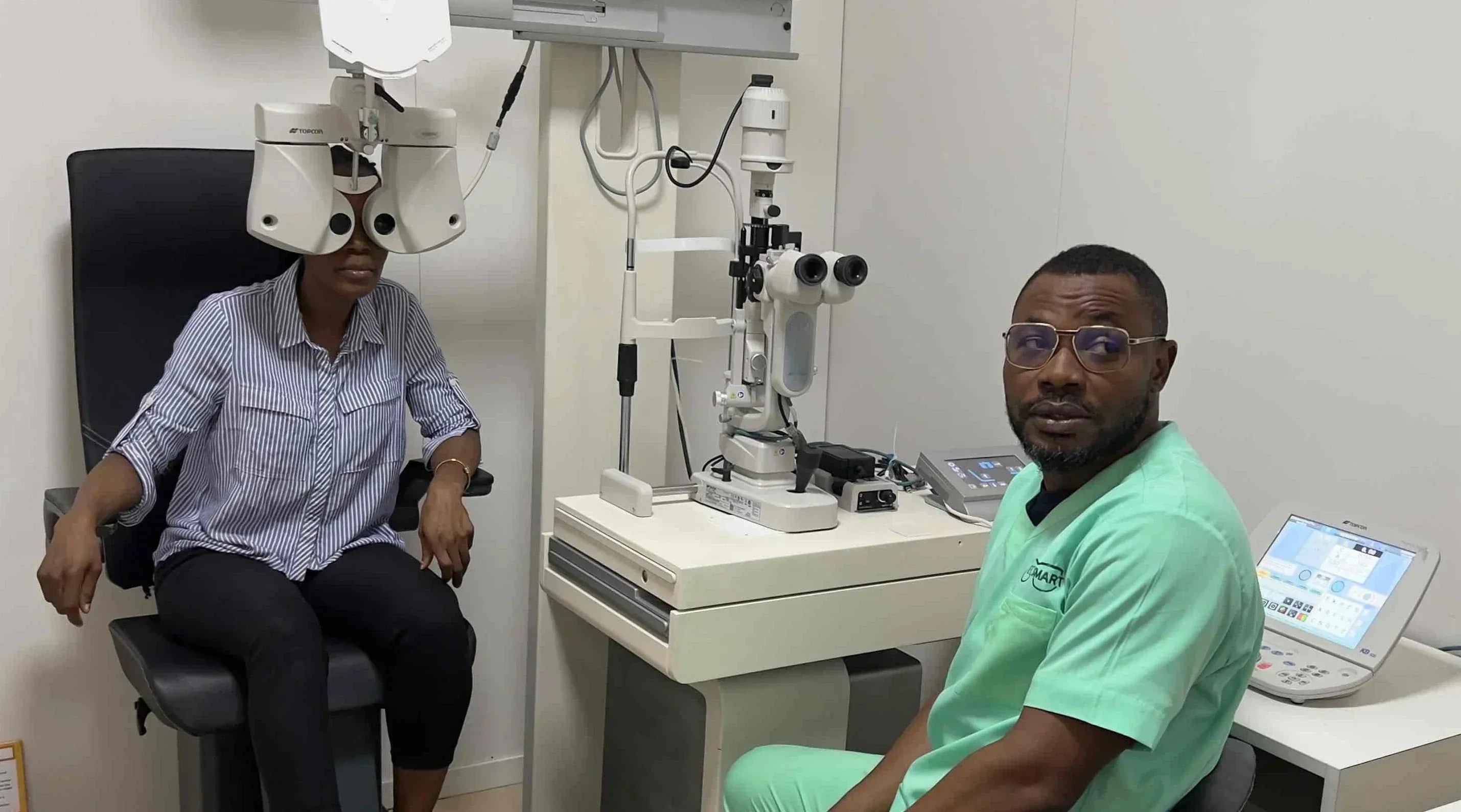 Patient doing eye test