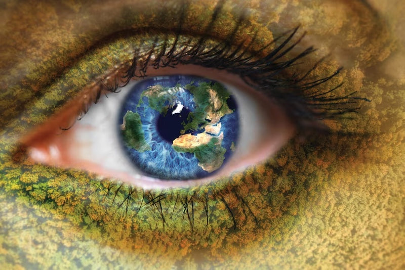 Picture of an eye with the earth superimposed on it |SpecSMART Eye Clinic Ikeja