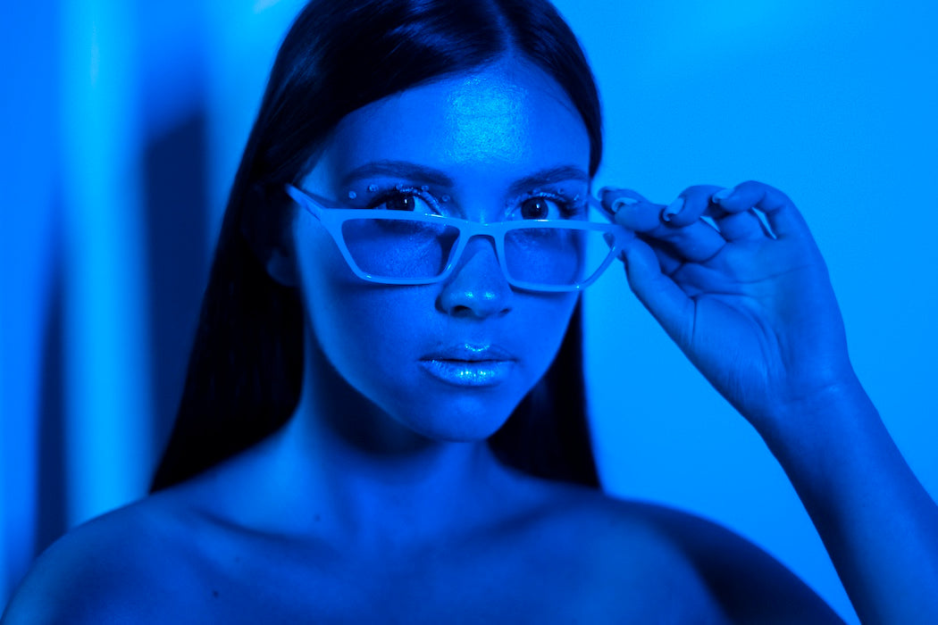 Woman Wearing Eyeglasses Exposed to Blue Light | SpecSMART Eye Clinic Ikoyi