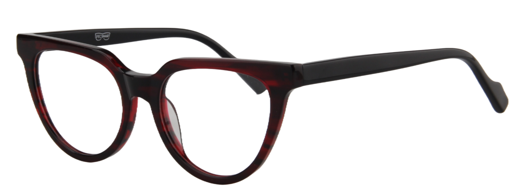 Women Access Eyeglasses : Teckla - Burgundy Black - SpecSMART Eye Clinic (Diagonal View)