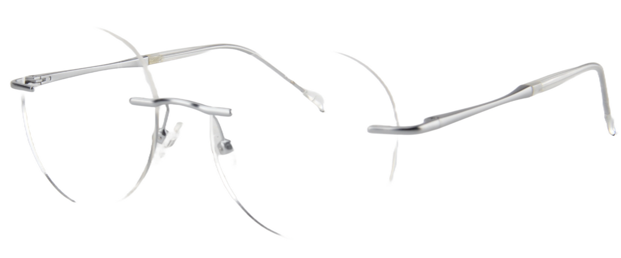 Men Rimless Eyeglasses : Kumi - Matte Silver - SpecSMART Eye Clinic (Diagonal View)