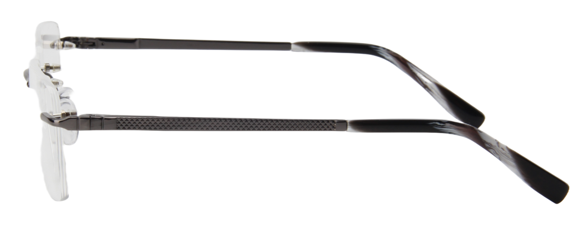 Men Rimless Eyeglasses : Manny - Gun - SpecSMART Eye Clinic (Side View)
