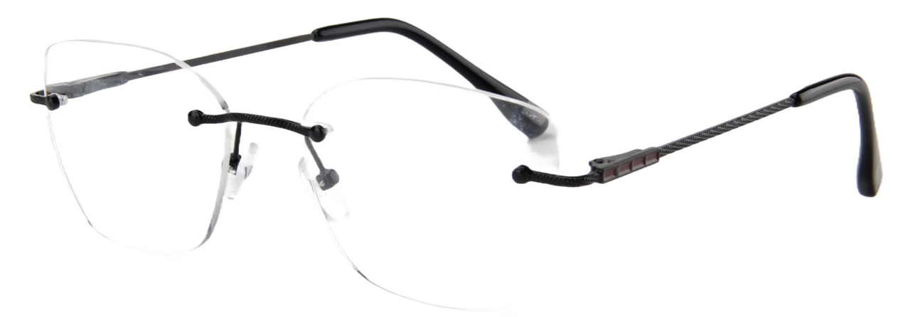Men Rimless Eyeglasses : Kosi - Black - SpecSMART Eye Clinic (Diagonal View)
