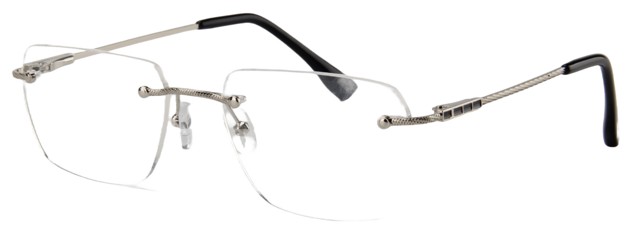 Men Rimless Eyeglasses : Matt - Silver - SpecSMART Eye Clinic (Diagonal View)