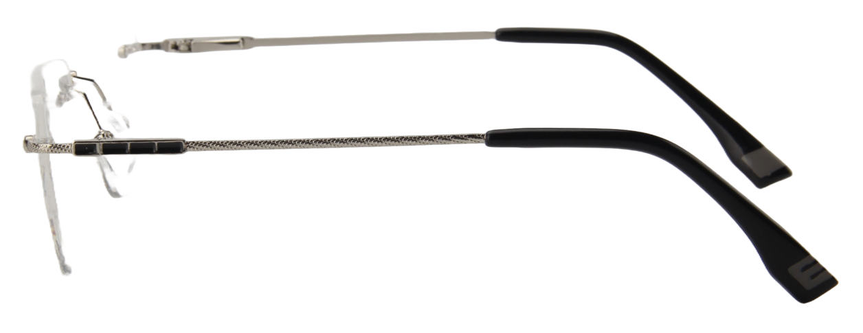 Men Rimless Eyeglasses : Matt - Silver - SpecSMART Eye Clinic (Side View)