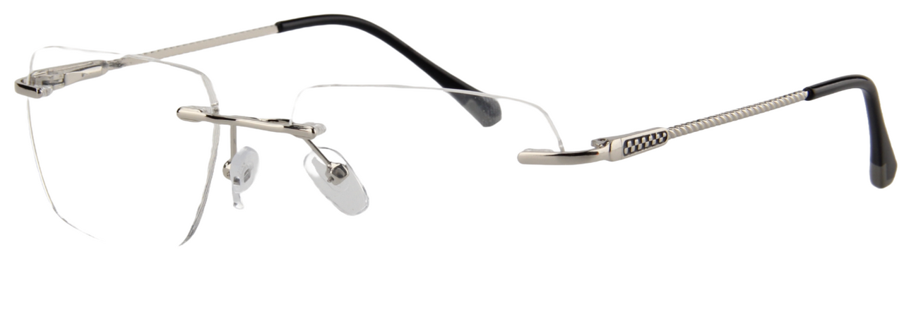 Men Rimless Eyeglasses : Sam - Silver - SpecSMART Eye Clinic (Diagonal View)