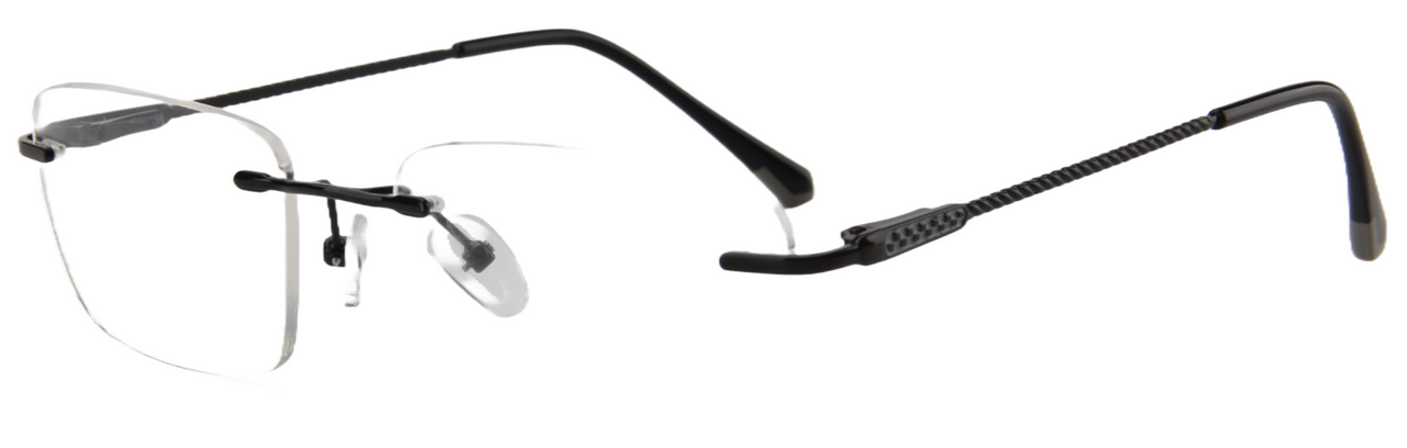 Men Rimless Eyeglasses : Precious - Black - SpecSMART Eye Clinic (Diagonal View)