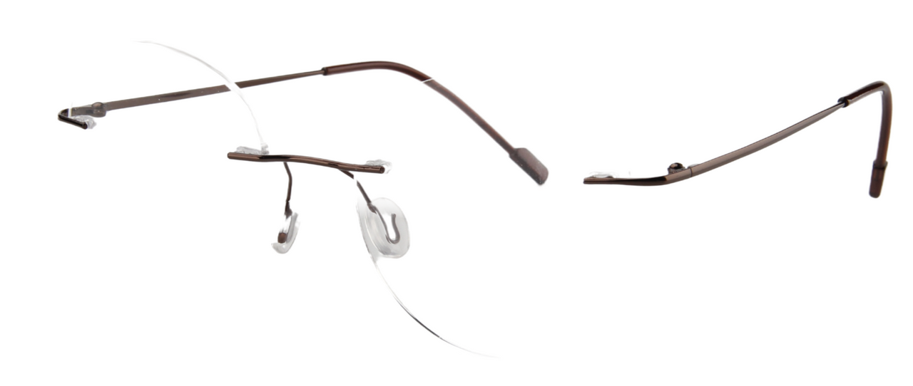 Men Rimless Eyeglasses : Gravity - Brown - SpecSMART Eye Clinic (Diagonal View)