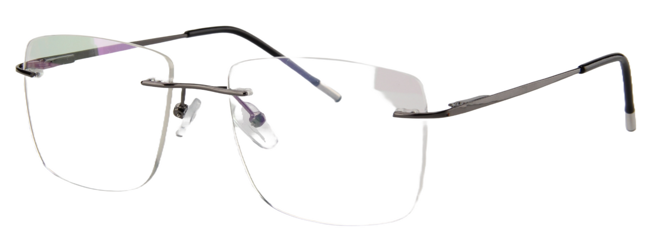 Men Rimless Eyeglasses : Kay - Gun - SpecSMART Eye Clinic (Diagonal View)