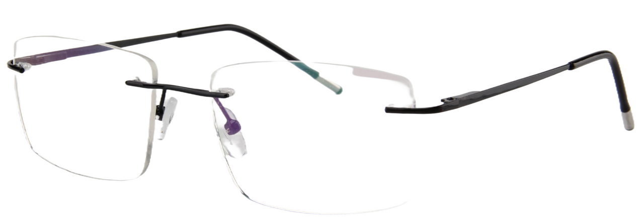 Men Rimless Eyeglasses : Mark - Black - SpecSMART Eye Clinic (Diagonal View)