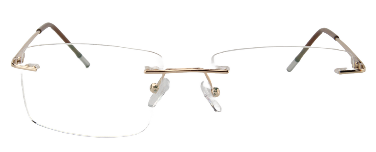 Men Rimless Eyeglasses : Mark - Gold - SpecSMART Eye Clinic (Front View)