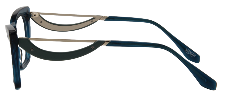 Afro Motif Women Eyeglasses: Zara - Transparent Dark Blue - SpecSMART Eye Clinic (Side View)