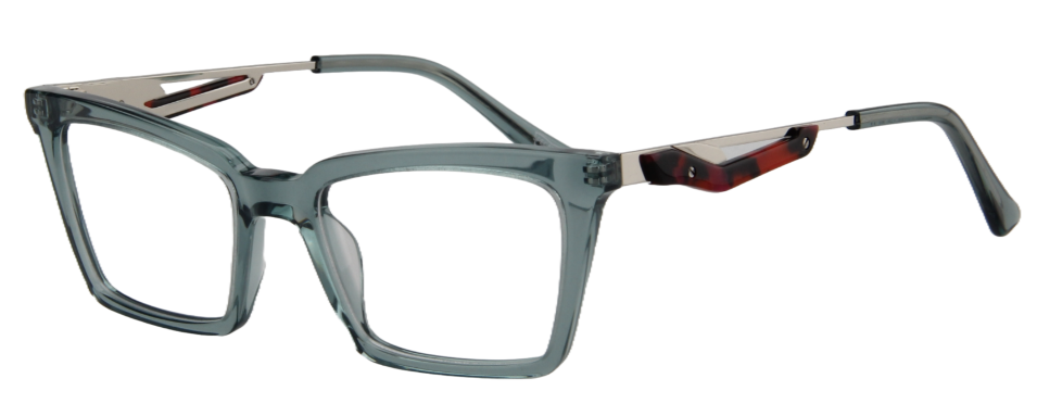 Afro Motif Women Eyeglasses: Amaka - Transparent Green - SpecSMART Eye Clinic (Diagonal View)
