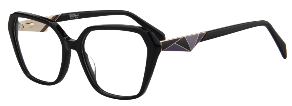 Afro Motif Women Eyeglasses: Yejide - Black - SpecSMART Eye Clinic (Diagonal View)