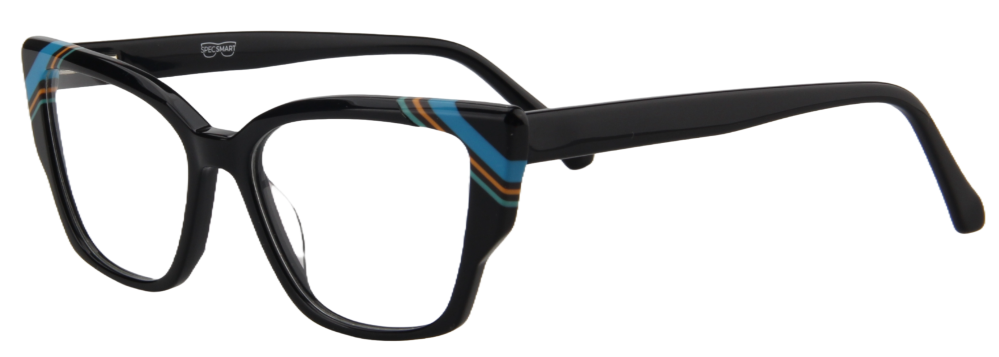 Afro Motif Women Eyeglasses: Eshe - Black - SpecSMART Eye Clinic (Diagonal View)