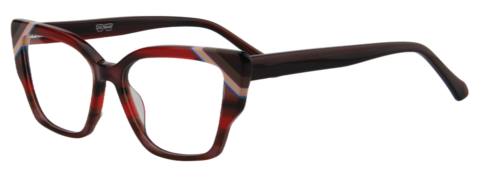 Afro Motif Women Eyeglasses: Eshe - Red Brown - SpecSMART Eye Clinic (Diagonal View)