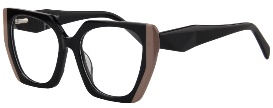 Afro Motif Women Eyeglasses: Yara - Black Nude - SpecSMART Eye Clinic (Diagonal View)
