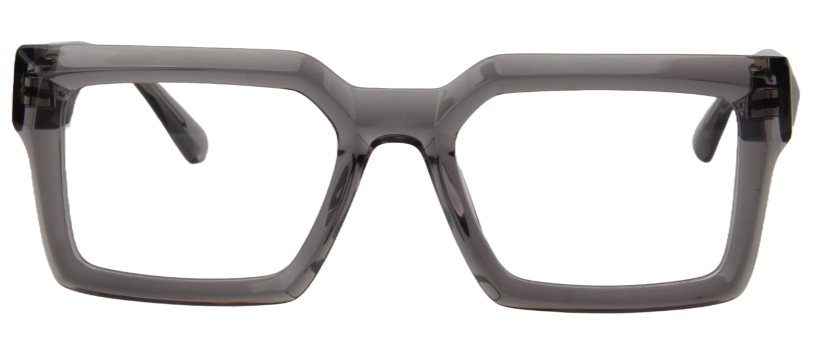 Safari Men Afro Motif Eyeglasses: Kwame - Transparent Grey - SpecSMART Eye Clinic (Front View)
