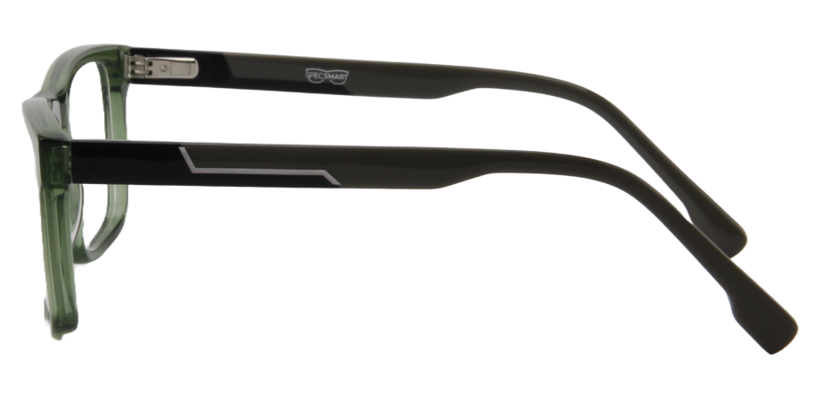 Safari Men Afro Motif Eyeglasses: Olumide - Transparent Green Brown - SpecSMART Eye Clinic (Side View)
