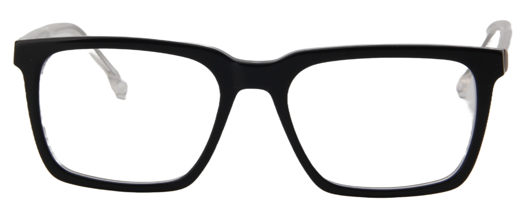 Safari Men Afro Motif Eyeglasses: Abiola - Black Transparent - SpecSMART Eye Clinic (Front View)