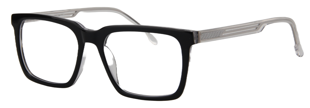 Safari Men Afro Motif Eyeglasses: Abiola - Black Transparent - SpecSMART Eye Clinic (Diagonal View)