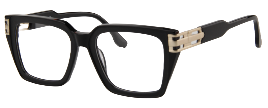Safari Men Afro Motif Eyeglasses: Kel - Black Gold - SpecSMART Eye Clinic (Diagonal View)