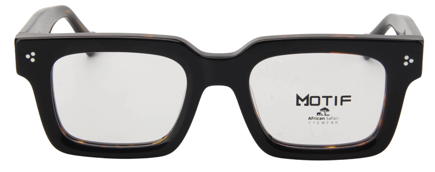 Safari Men Afro Motif Eyeglasses: Chukuwudi - Black Brown Demi - SpecSMART Eye Clinic (Front View)