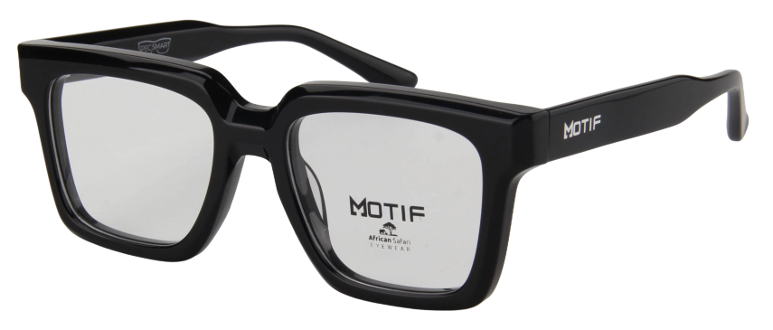 Safari Men Afro Motif Eyeglasses: Tunde - Black - SpecSMART Eye Clinic (Diagonal View)