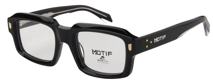 Safari Men Afro Motif Eyeglasses: Itoro - Black - SpecSMART Eye Clinic (Diagonal View)
