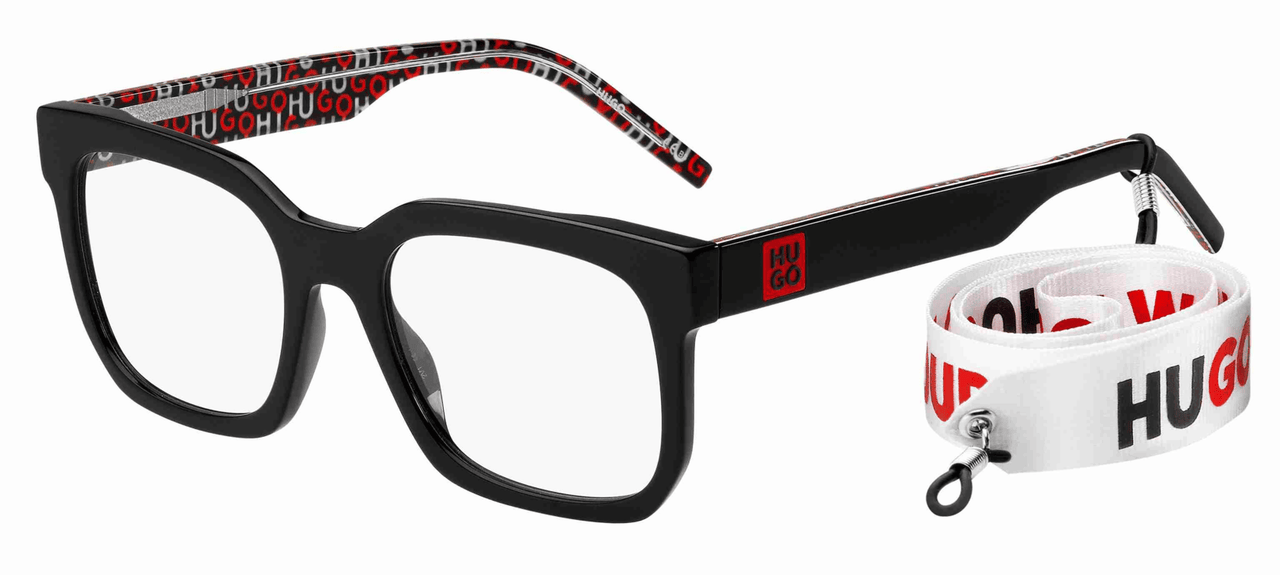 Premium Men Hugo Eyeglasses: HG 1223-Black Pattern Black (2)- SpecSMART Eye Clinic (Diagonal View)