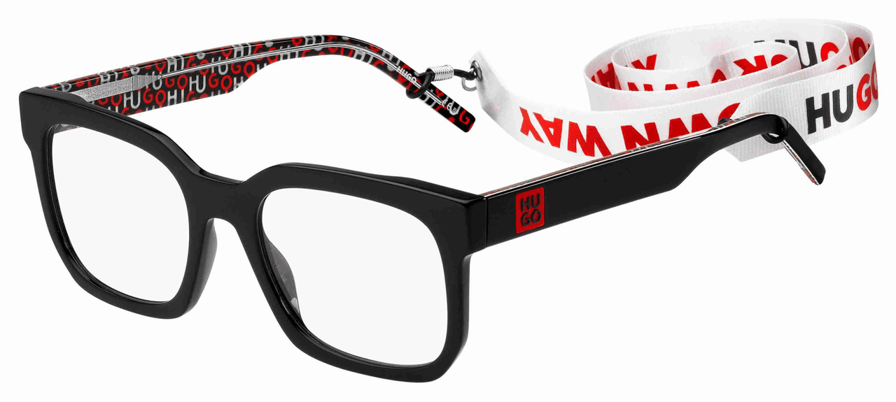 Premium Men Hugo Eyeglasses: HG 1223-Black Pattern Black - SpecSMART Eye Clinic (Diagonal View)