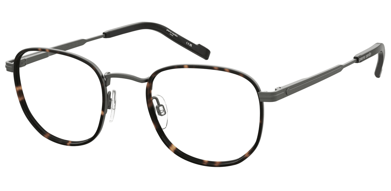 Premium Men Pierre Cardin Eyeglasses: P.C. 6899-Matte Dark Ruthenium Havana - SpecSMART Eye Clinic (Diagonal View)