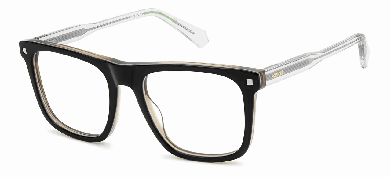 Premium Men Polaroid Eyeglasses: PLD D506-Black Beige - SpecSMART Eye Clinic (Diagonal View)
