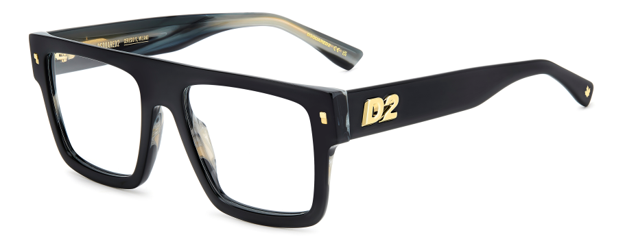 Men Premium Dsquared2 Eyeglasses: D2 0147 - Black - SpecSMART Eye Clinic (Diagonal View)