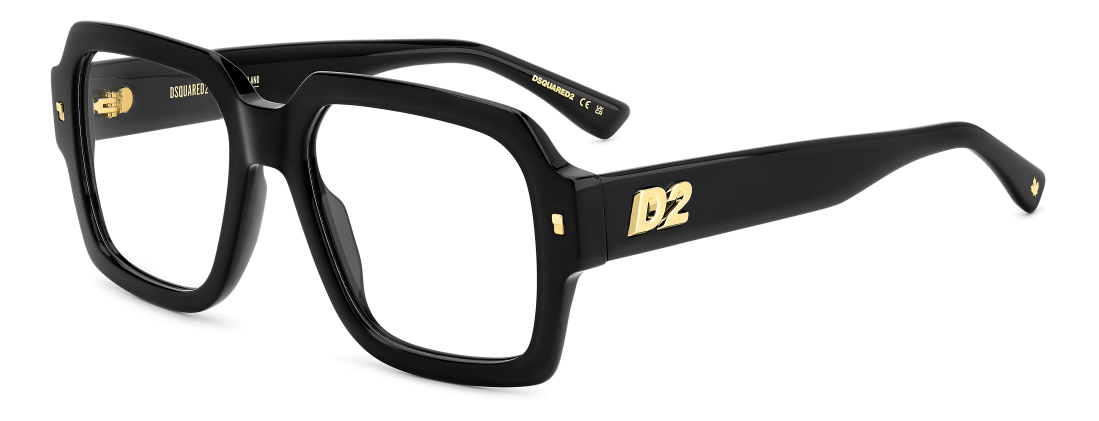 Men Premium Dsquared2 Eyeglasses: D2 0148 - Black - SpecSMART Eye Clinic (Diagonal View)