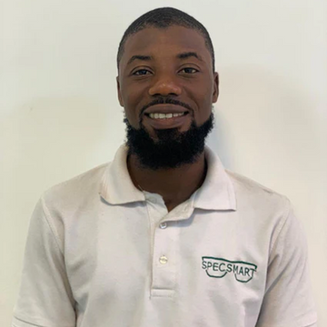 Headshot of Ayyub Ismail, Head Optician at SpecSMART Eye Clinic Ikeja, expert in Clinical Dispensing, Pediatrics, and Advanced Lens Technology