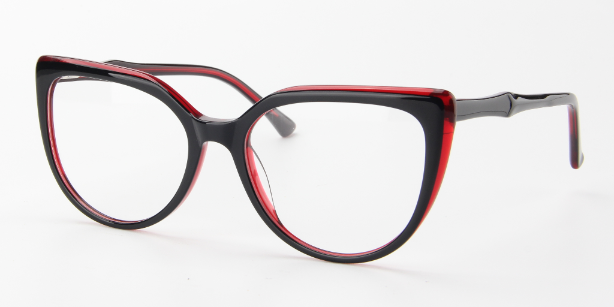 Women Calypso Eyeglasses: Milana - Black/Red - SpecSMART Eye Clinic (Diagonal View)