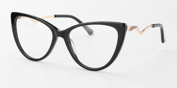 Women Insignia Eyeglasses: Katz- Black - SpecSMART Eye Clinic (Diagonal View)