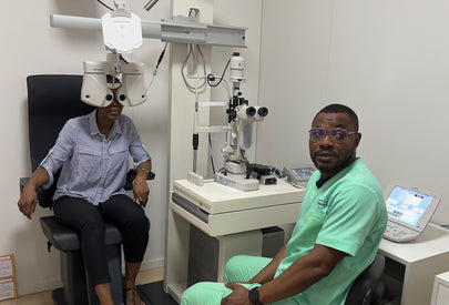 Ikoyi Optomstrist performing Refraction test