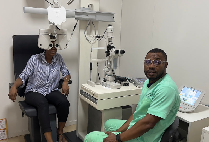 Ikoyi Optomstrist performing Refraction test