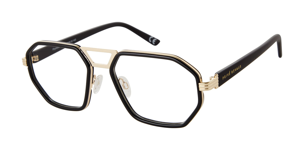Premium Men PRIVE' REVEAUX Eyeglasses: PLYMOUTH - BLACK GOLD - SpecSMART Eye Clinic (Side View)