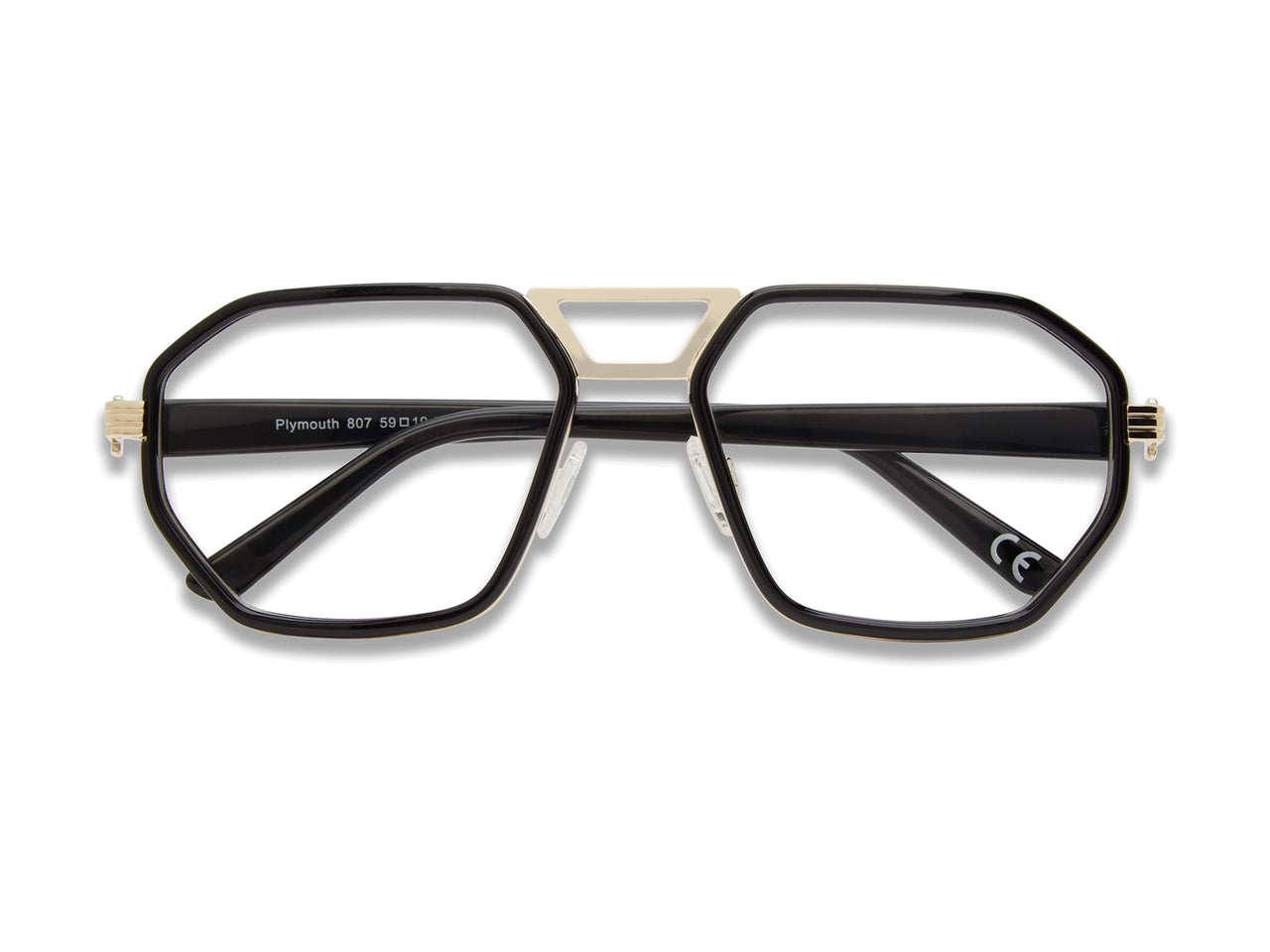 Premium Men PRIVE' REVEAUX Eyeglasses: PLYMOUTH - BLACK GOLD - SpecSMART Eye Clinic (Front View Closed)