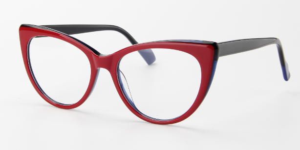 Women Calypso Eyeglasses: Soso- Red & Blue - SpecSMART Eye Clinic (Diagonal View)