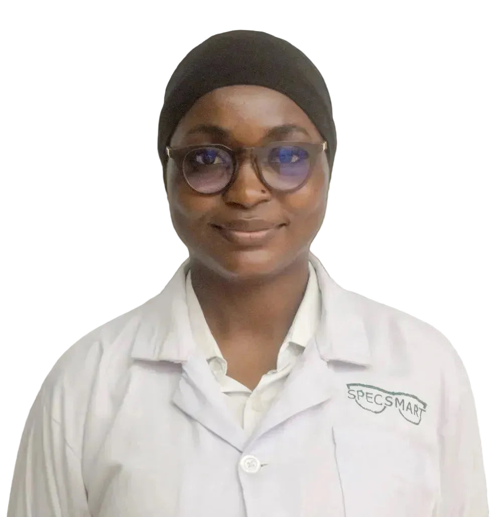 Headshot of Zainab Jimoh, Senior Dispensing Optician at 
SpecSMART Eye Clinic Ikoyi, expert in Precision Biometrics,
 Lens Fitting, and Frame Adjustments
