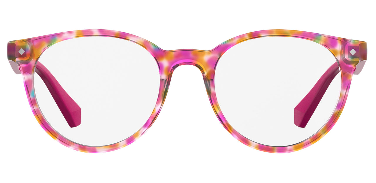 Youth Unisex Polaroid Eyeglasses: PLD D814 - Fuchsia Havana SpecSMART Eye Clinic (Front View)