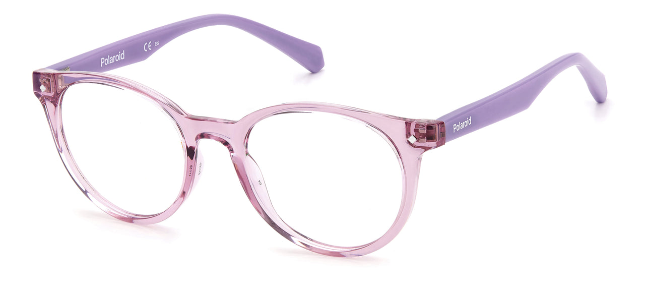 Youth Unisex Polaroid Eyeglasses: PLD D814 - Lilac Violet SpecSMART Eye Clinic (Diagonal View)