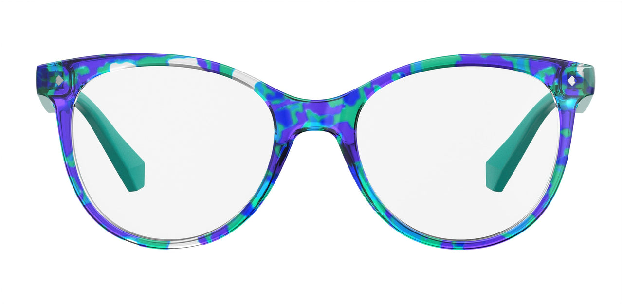 Youth Girls Polaroid Eyeglasses: PLD D815 - Blue Havana Turquoise SpecSMART Eye Clinic (Front View)