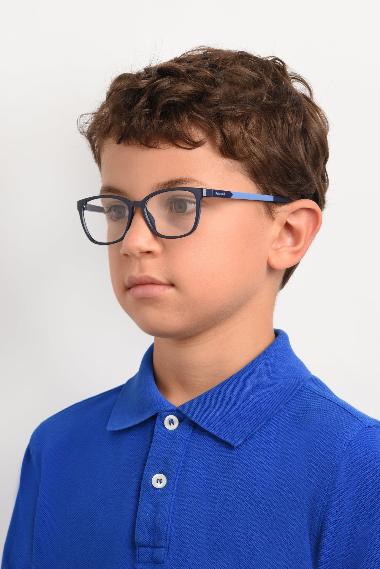 Youth Girls Polaroid Eyeglasses: PLD D826 - Blue Azure SpecSMART Eye Clinic (Diagonal Face View)