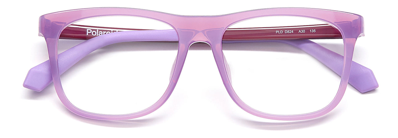 Youth Unisex Polaroid Eyeglasses: PLD D824 - Violet Pink(2) SpecSMART Eye Clinic (Front View)