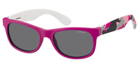 Thumbnail for Girls Polaroid Eyeglasses: P0300 - Pink Camuflage Fuchsia - SpecSMART Eye Clinic (Diagonal View)